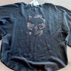 LIV Milano long sleeve black sweater top Skull design size large new with tags